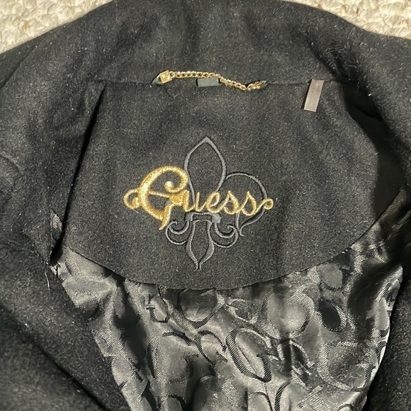 GUESS women’s black collared wool pea coat in US size Small - Picture 4 of 8